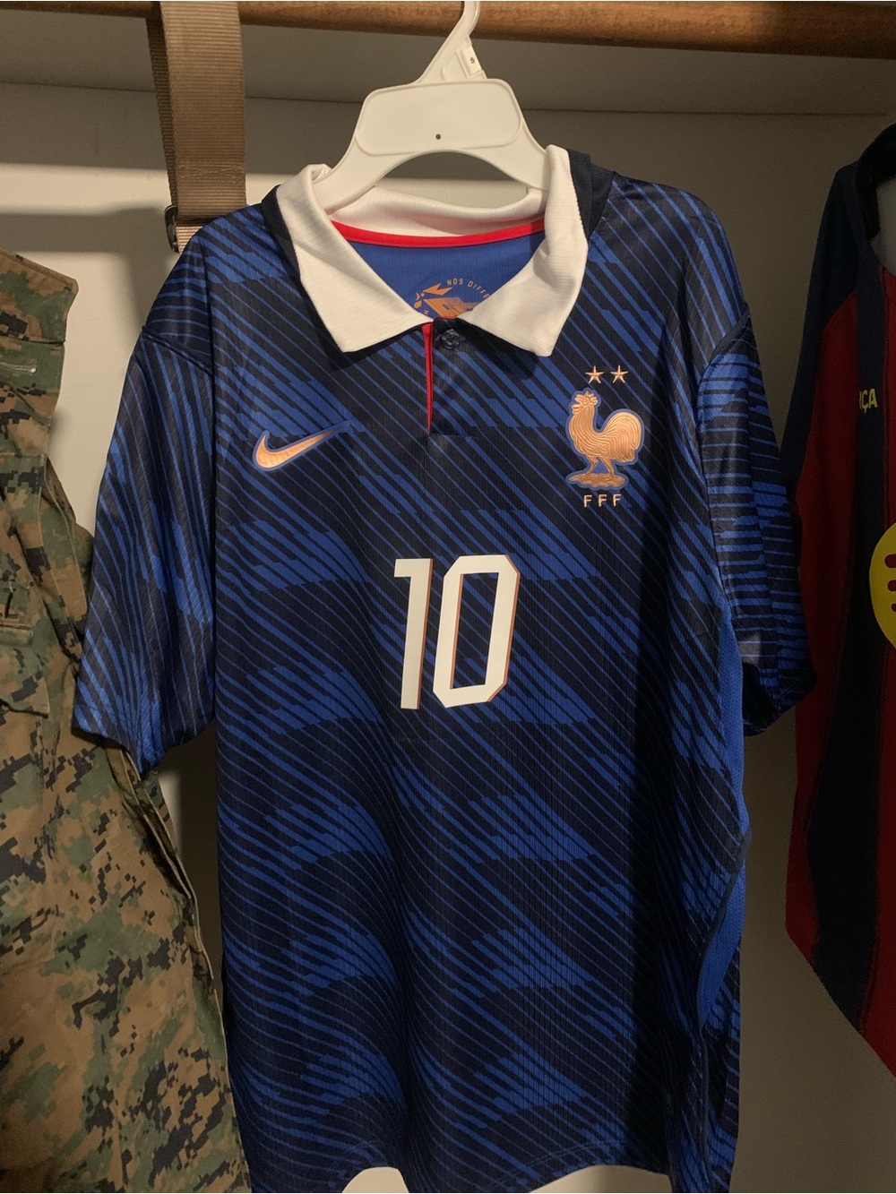 Nike Youth France Blue Soccer Jersey with Gold Accents - Number 10